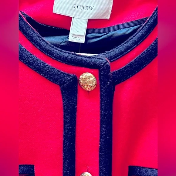 NWT J. Crew classic, 100% wool jacket in pink and midnight blue. Size 6. - Picture 3 of 9